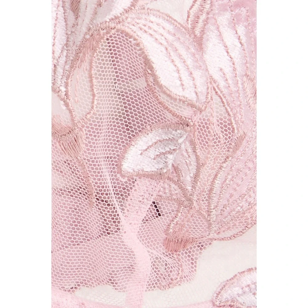 Fleur du Mal Lily Embroidered Underwire Bra Sz 34G Pink Lavender Tulle Satin NWT